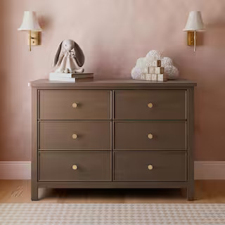 Sasha Hazelnut 6 Drawer 47.48 in. Wide Dresser | The Home Depot