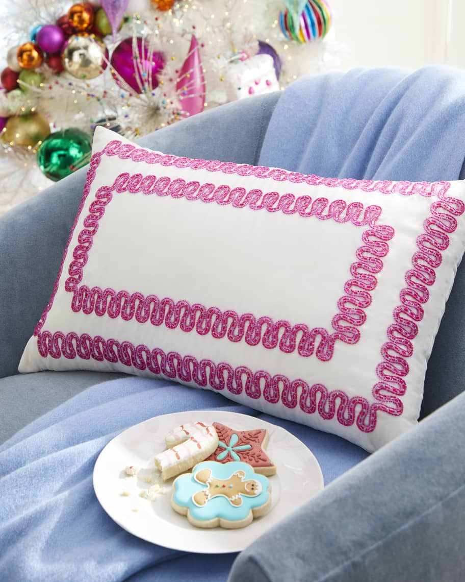 Neiman Marcus 22" Bright Holiday Ribbon Candy Lumbar Pillow | Neiman Marcus