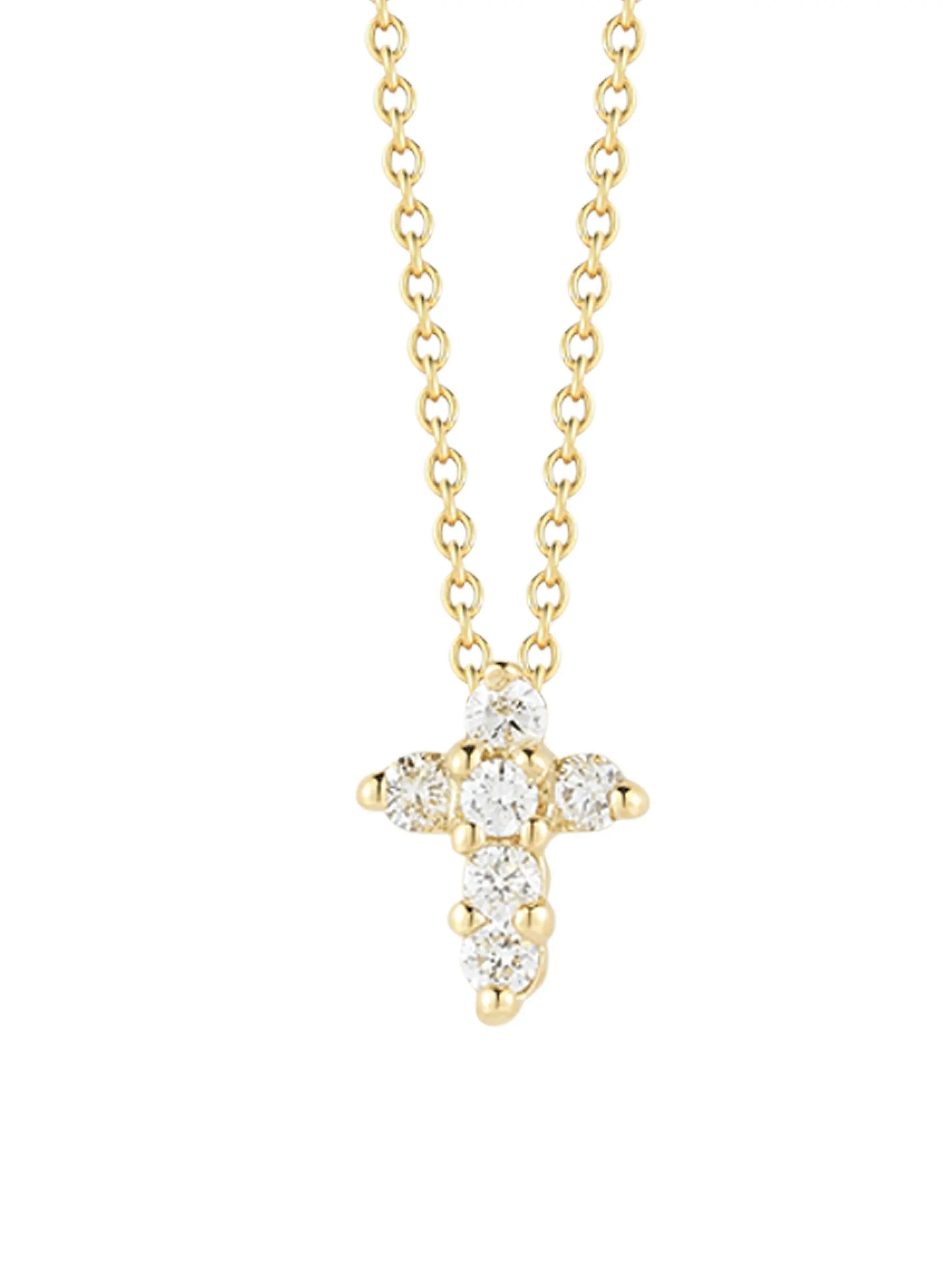Tiny Treasures 0.11 TCW Diamond & 18K Yellow Gold Baby Cross Pendant Necklace | Saks Fifth Avenue