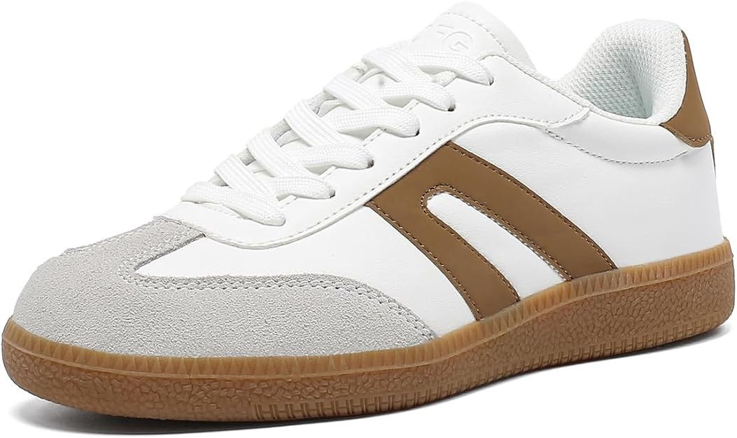 Women's Retro Gum Sole Fashion Sneakers-Lace Detail Casual Retro Walking Shoes-Gum Sole Casual Te... | Amazon (US)