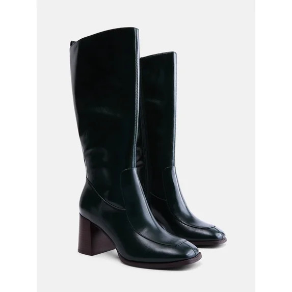 Free Assembly Women's Faux Leather Square Toe Tall Boots | Walmart (US)