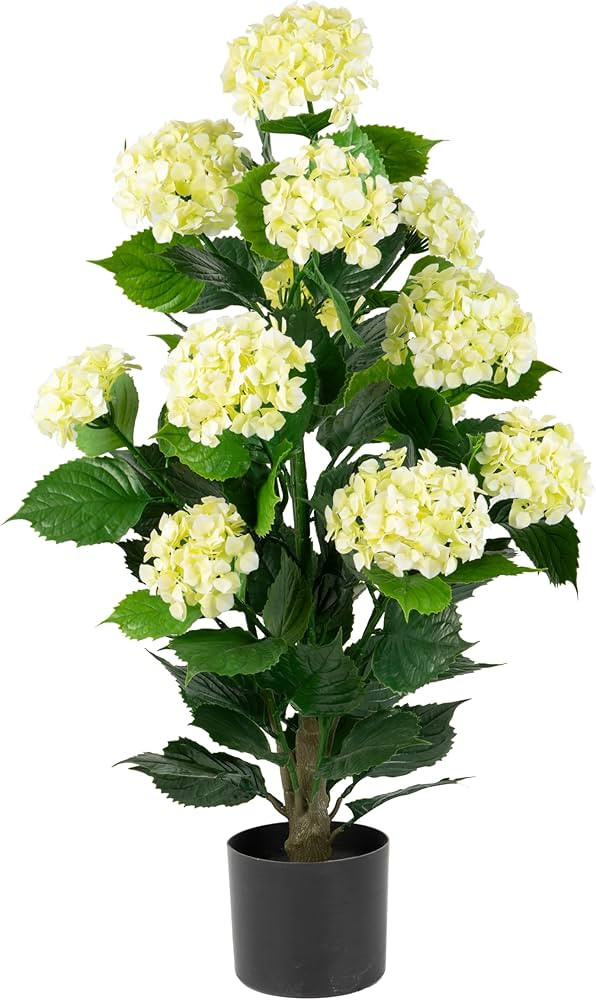Naturae Decor White Lime Hydrangea Tree - Lifelike Artificial Indoor and Outdoor Flower Tree - UV... | Amazon (US)