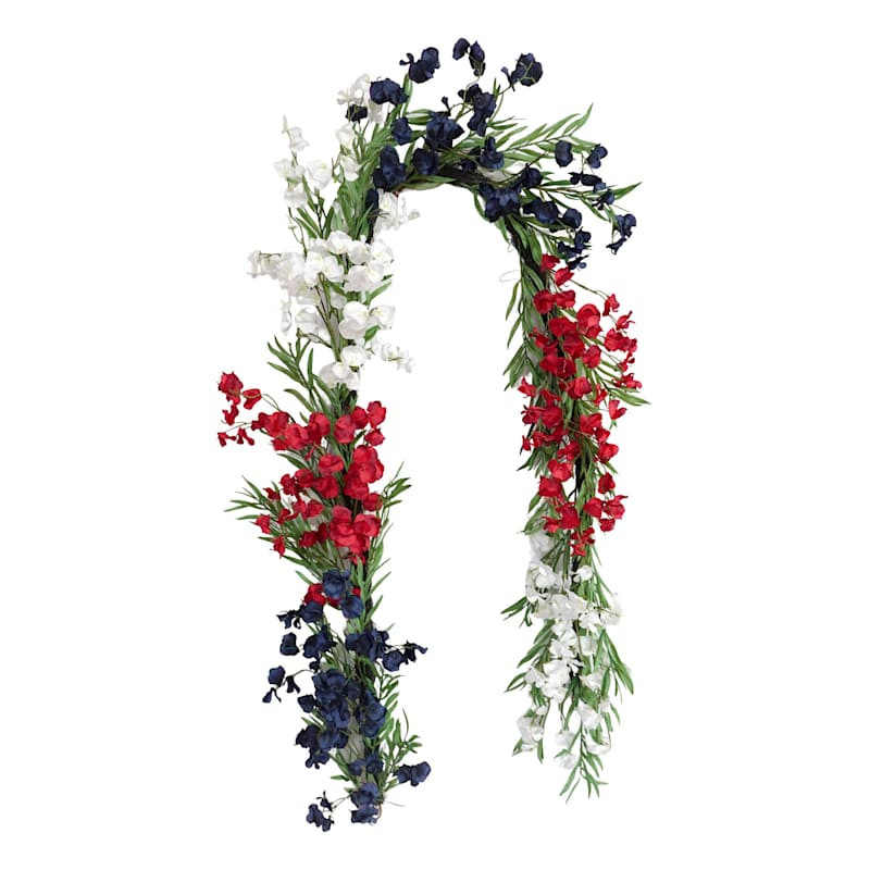 Red, White & Blue Sweet Pea Garland, 72" | At Home