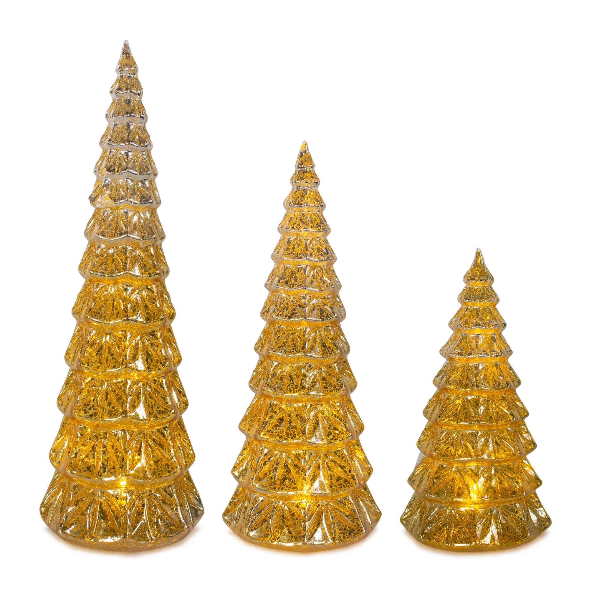 LED Gold Mercury Glass Holiday Tree Decor, Set of 3 | Pier 1