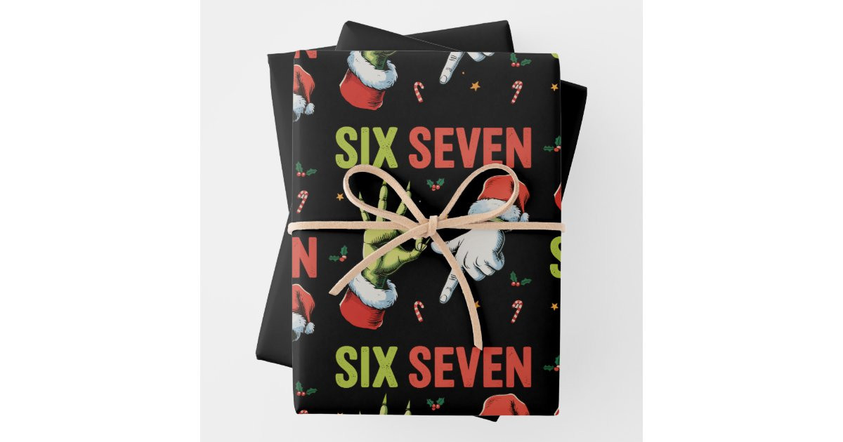 Six Seven 6 7 67 Meme Christmas Funny Xmas Santa Wrapping Paper Sheets | Zazzle | Zazzle