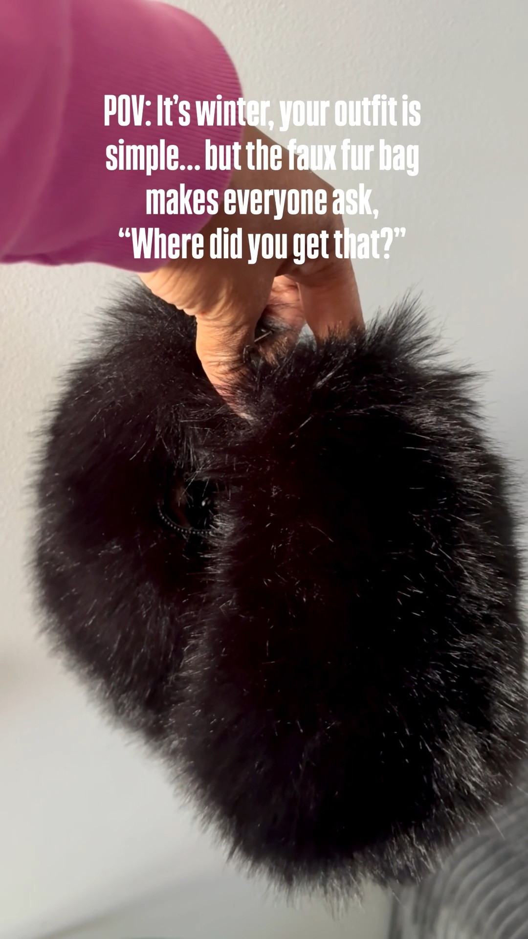 Winter outfits aren’t complete without a faux fur bag moment 🖤

#WinterStyle
#FauxFurBag
#CozyAesthetic
#ThatGirlStyle
#WinterAccessories
#AffordableFashion
#StyleInspo
#FashionFinds
#LTKFinds

#LTKGiftGuide #LTKHoliday #LTKootd