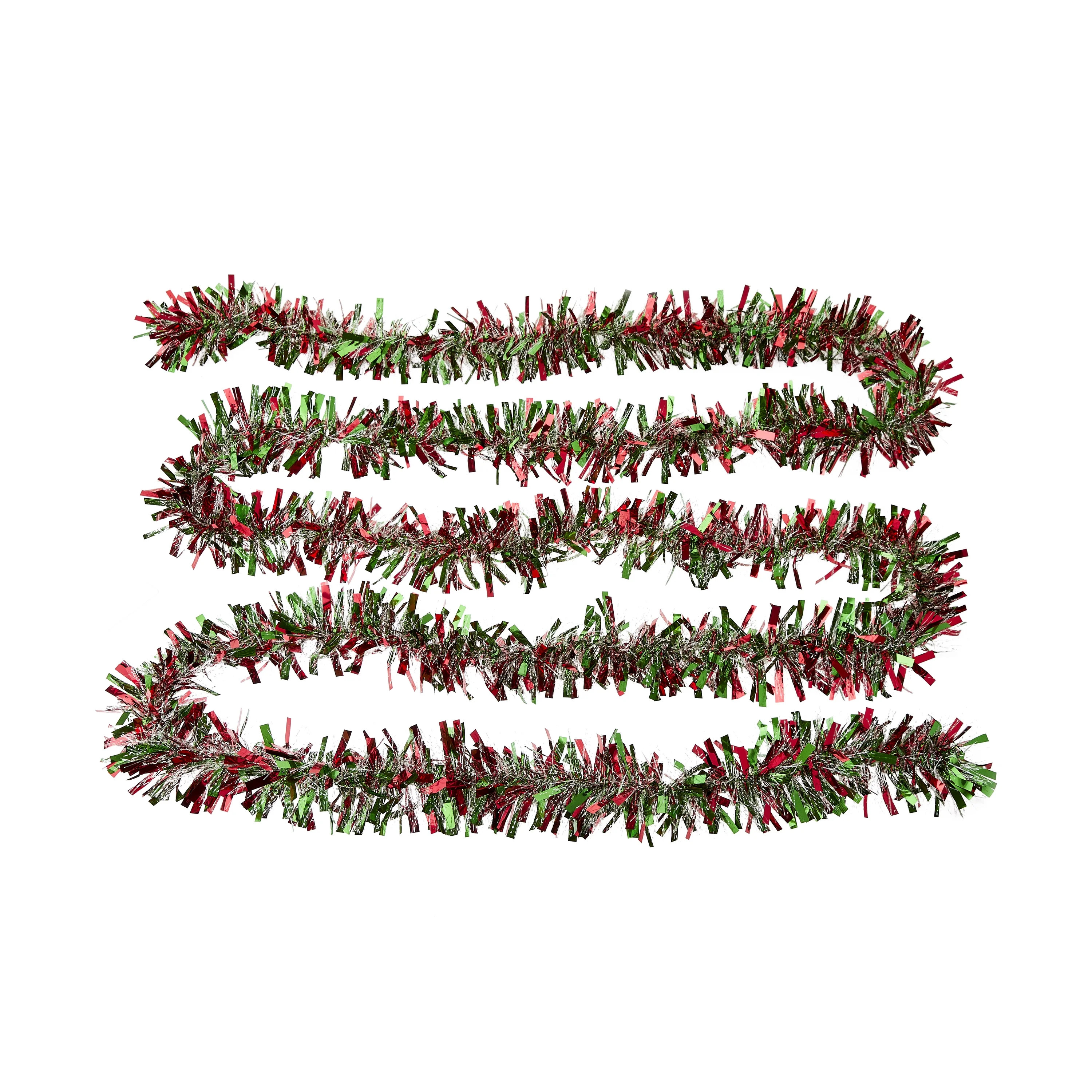 Red & Green with Snowblush Tinsel Christmas Garland, 12 ft, by Holiday Time | Walmart (US)