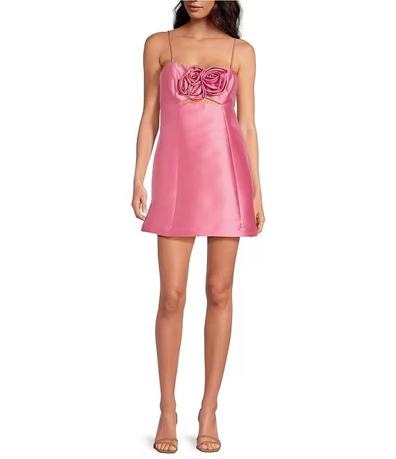 Lorelei Satin Rosette Sleeveless Mini Dress | Dillard's
