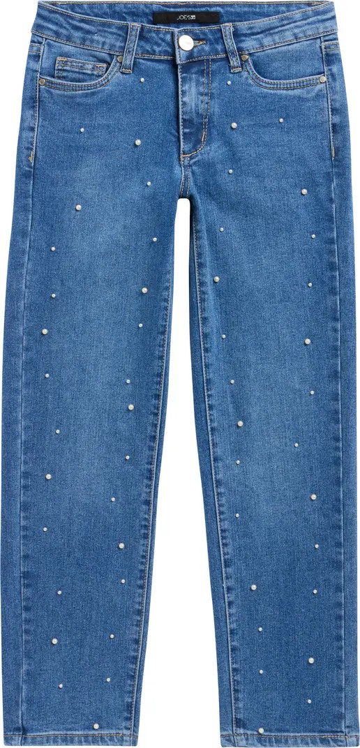 Kids' Sadie Faux Pearl Straight Leg Jeans | Nordstrom