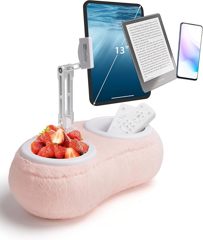 Kindle Pillow Stand, Pillow Stand Holder for Kindle Tablet iPad with Two Snack Bowl, Tablet Stand... | Amazon (US)