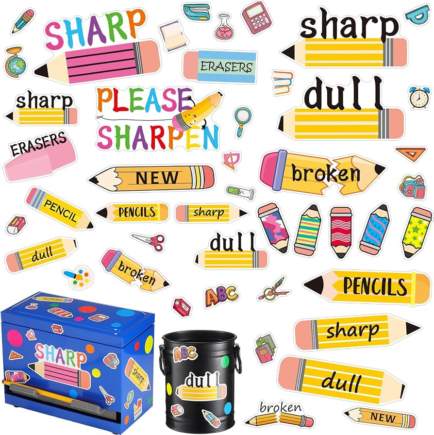 12 Sheets Sharp and Dull Pencil Sticker for Pencil Holders Pencil Organization Stickers Pencils V... | Amazon (US)