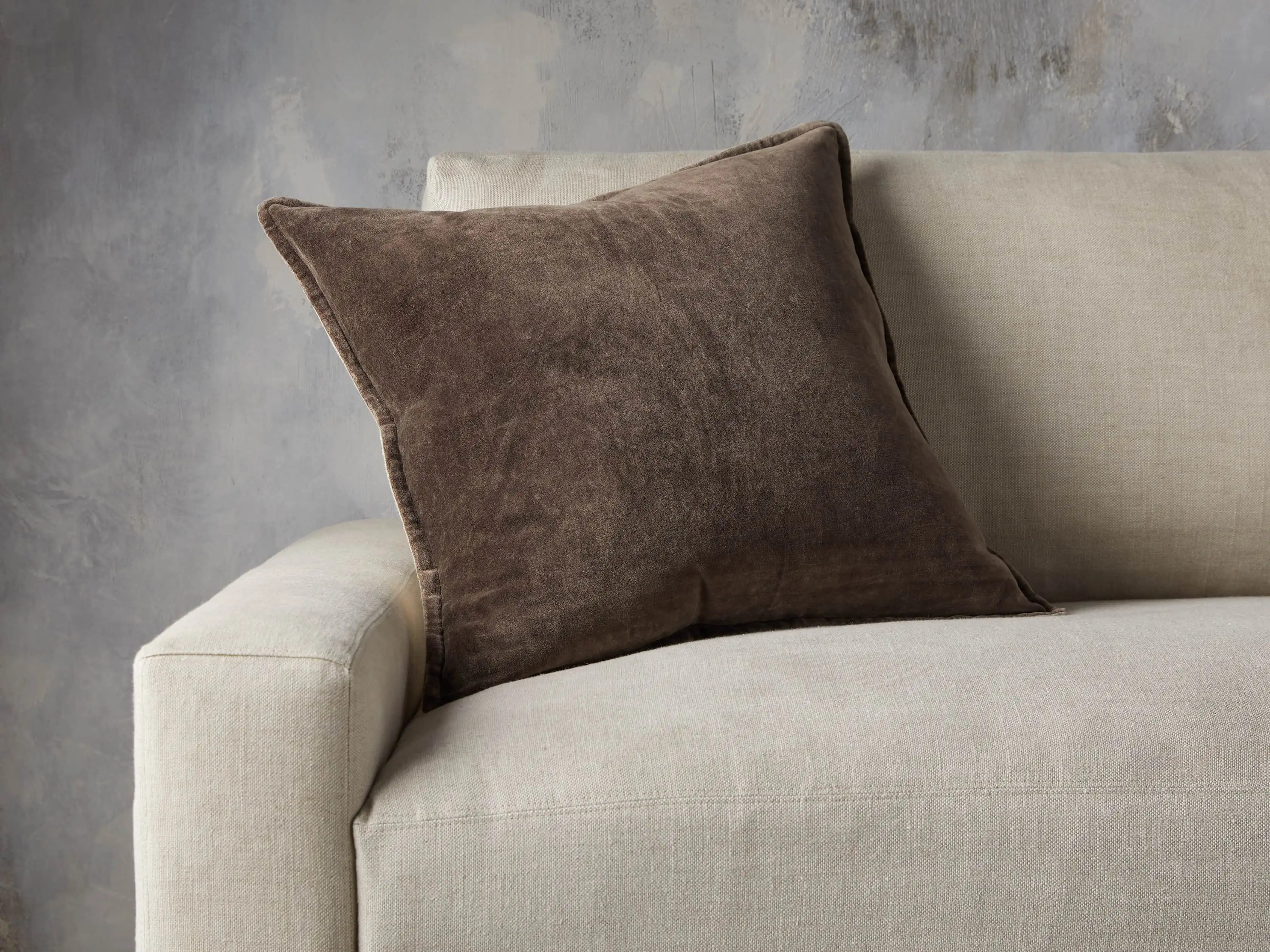 Stone Washed Velvet Square Pillow Cover | Arhaus