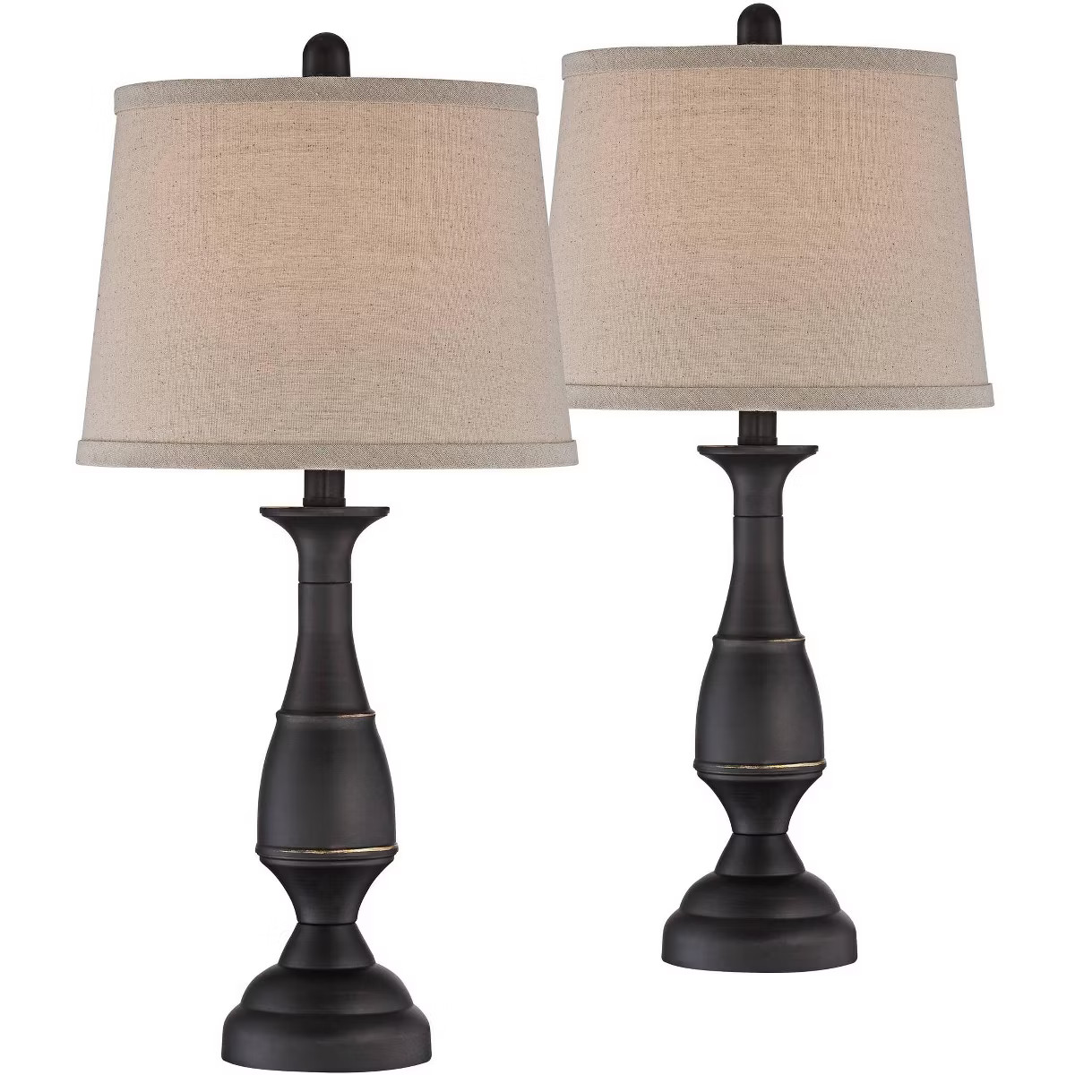 Regency Hill Ben Rustic Farmhouse Table Lamps 25" High Set of 2 Dark Bronze Metal Beige Linen Dru... | Target