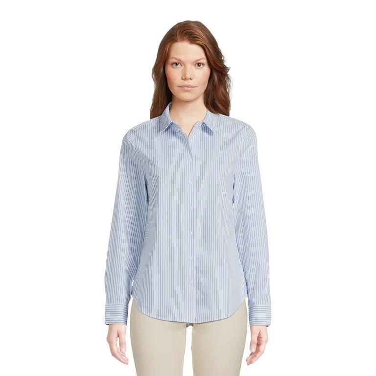 Time and Tru Women's Long Sleeve Button Down Shirt, Sizes XS-XXXL | Walmart (US)