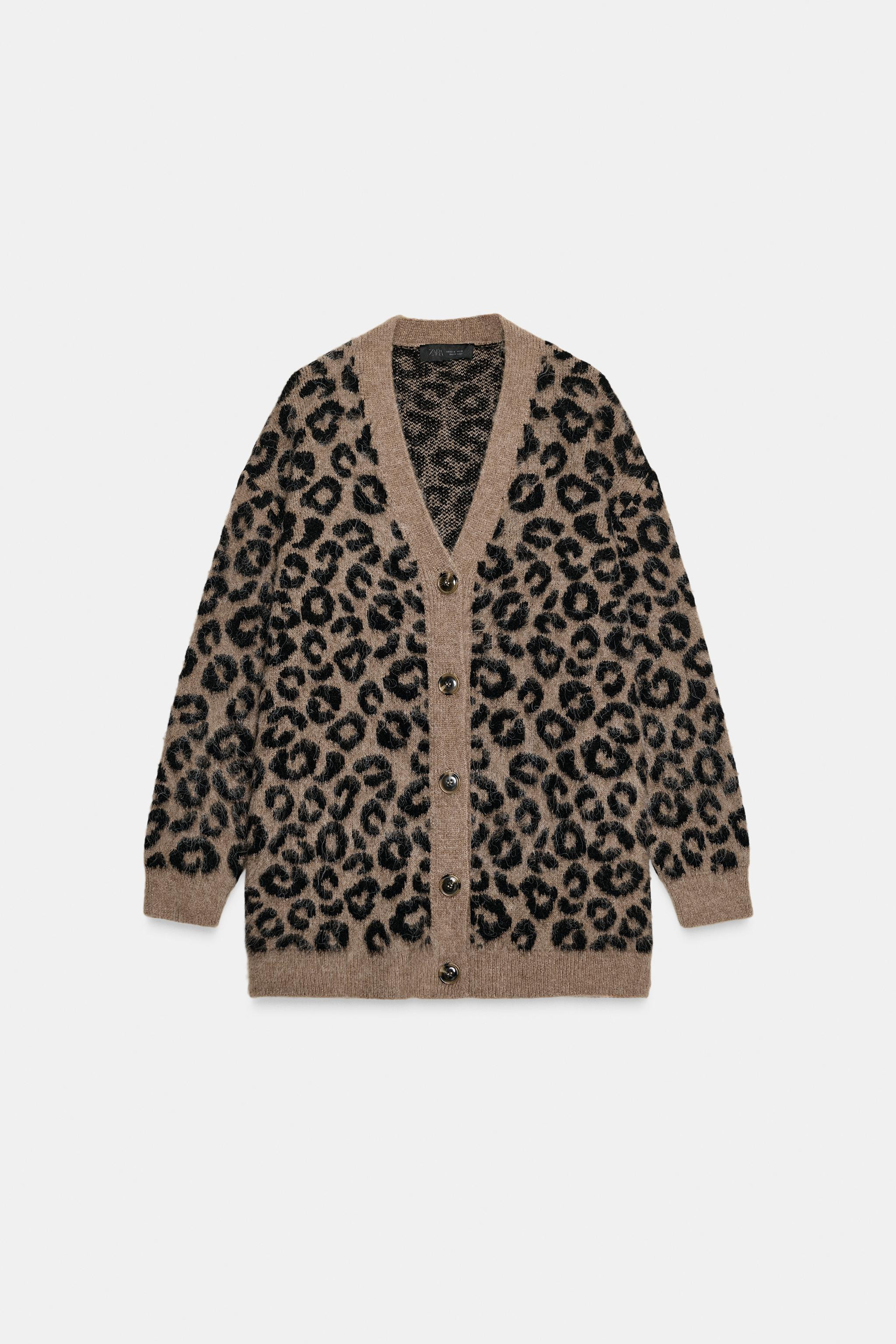 OVERSIZED ANIMAL JACQUARD KNIT CARDIGAN | Zara US