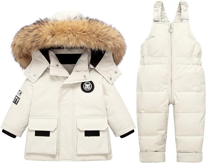 Mokitoni Boy Snow Pant And Jacket Toddler Girl Snowsuit Winter Clothes Snow Bib Kid Coat | Amazon (US)