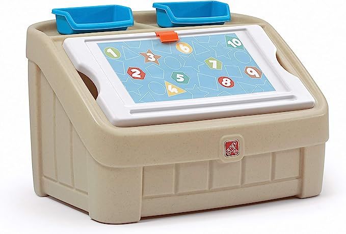 Step2 2-in-1 Toy Box & Art Lid | Plastic Toy & Art Storage Container, Tan | Amazon (US)