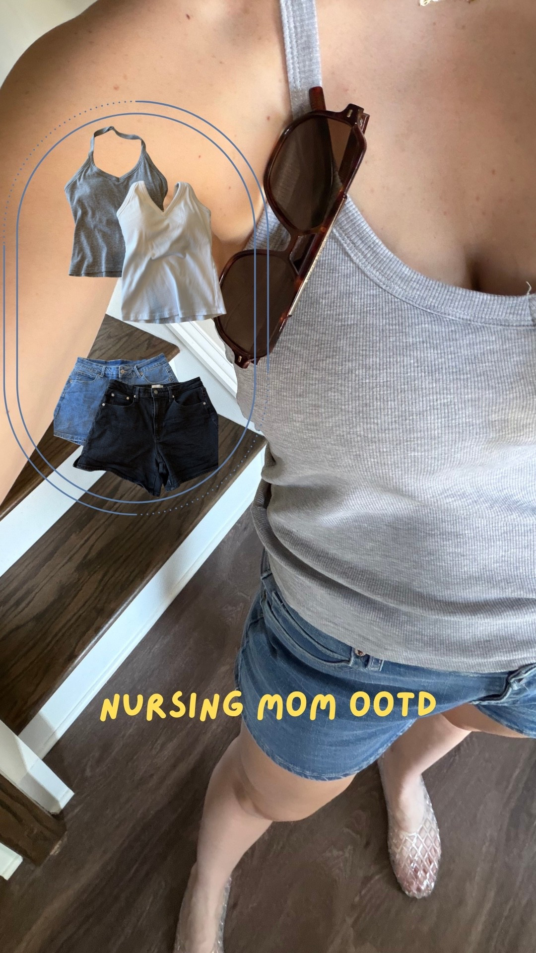 Nursing mom outfit of the day 

I never got a good picture of my outfit but these built in bra tanks and stretchy denim shorts have been my go to’s as a breastfeeding mom. So comfy and easy to nurse in!

#LTKootd #LTKmomlife #LTKTall