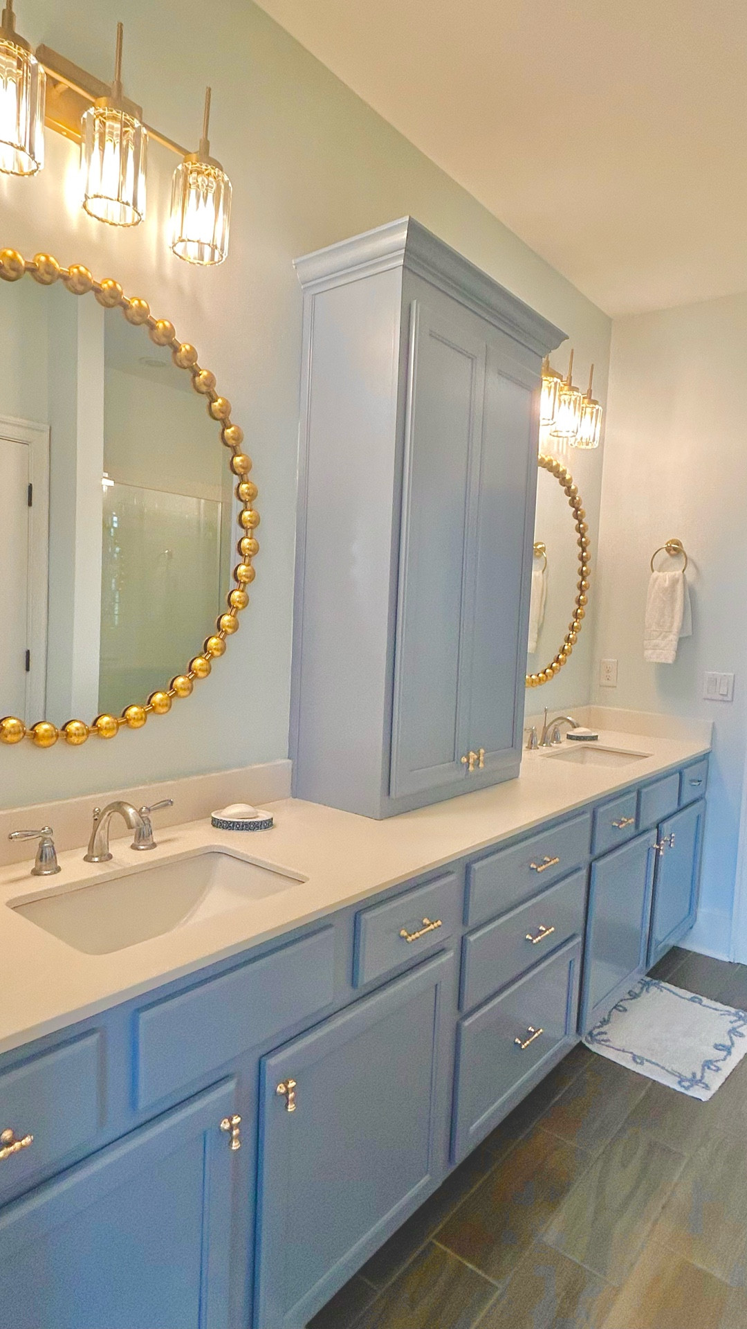 Easy bathroom makeover. Before and after bathroom transformation.  Home decor, home design, bathroom mirrors, mirror inspiration, bathroom lights, bathroom fixtures. 

#LTKStyleTip #LTKHome