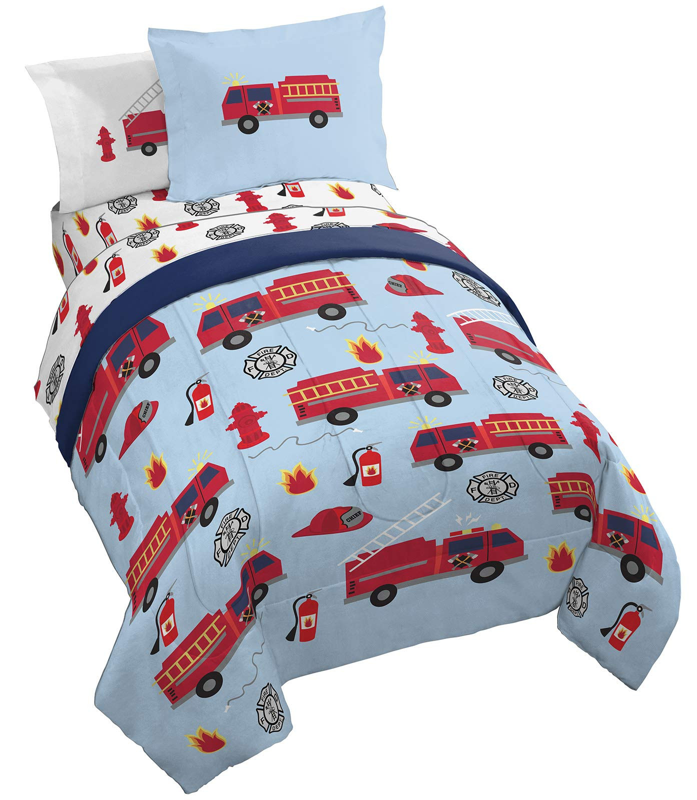 Jay Franco Trend Collector Go Fire Truck Go 5 Piece Twin Bed Set - Includes Comforter & Sheet Set... | Amazon (US)