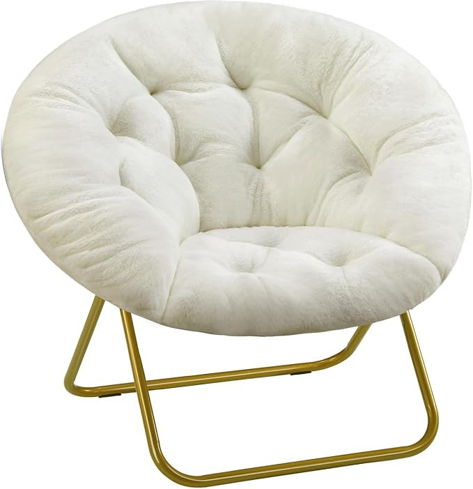 YSSOA Saucer Chair, Comfy Faux Fur Chair for Bedroom, Saucer Chairs for Adults, Teens, Round Shap... | Amazon (US)