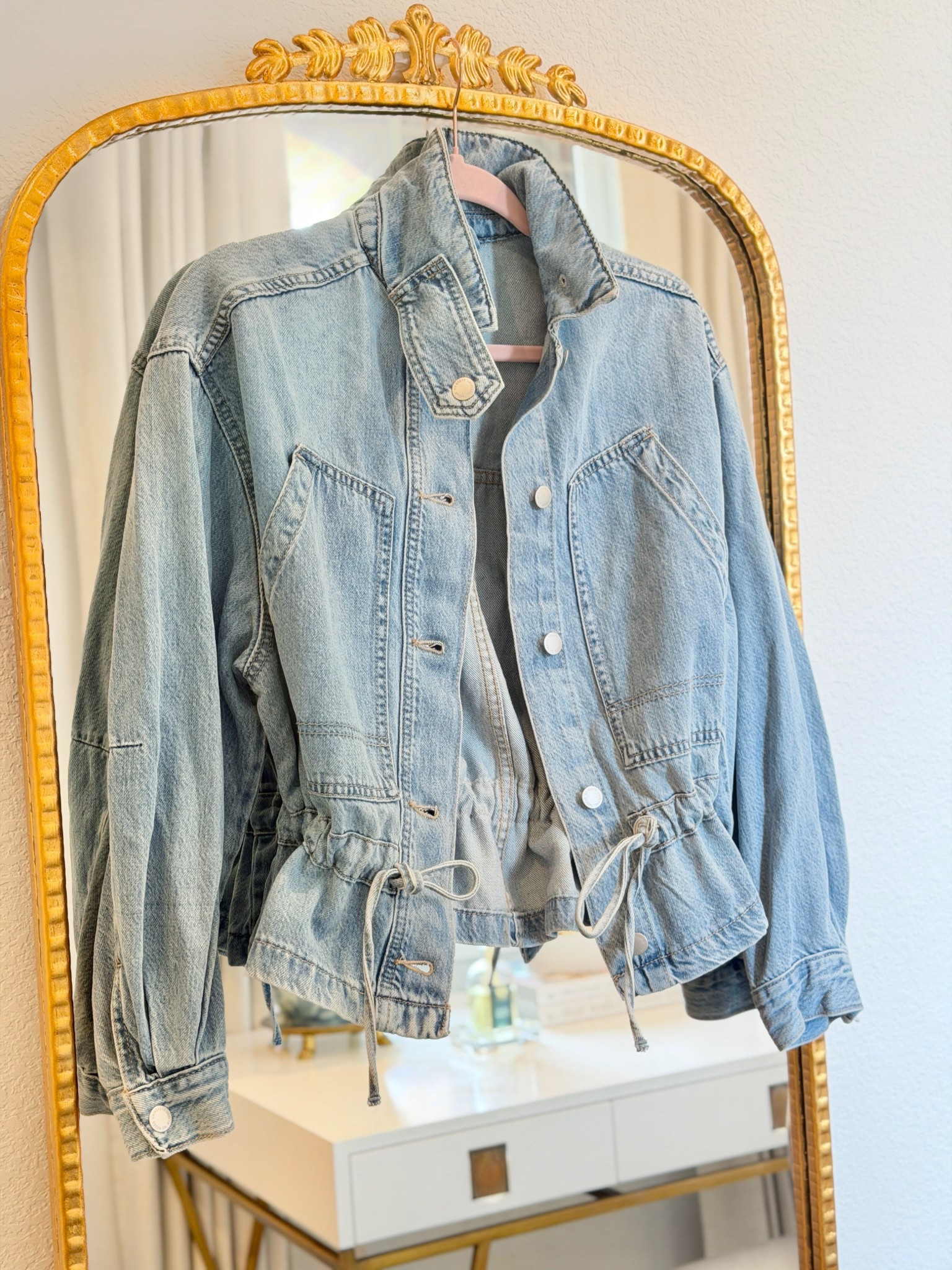 Target denim jacket - so much cuter in person! Love the cinched waist! 😍 spring jackets jean jacket cropped jacket #target 

#LTKSeasonal #LTKSaleAlert
