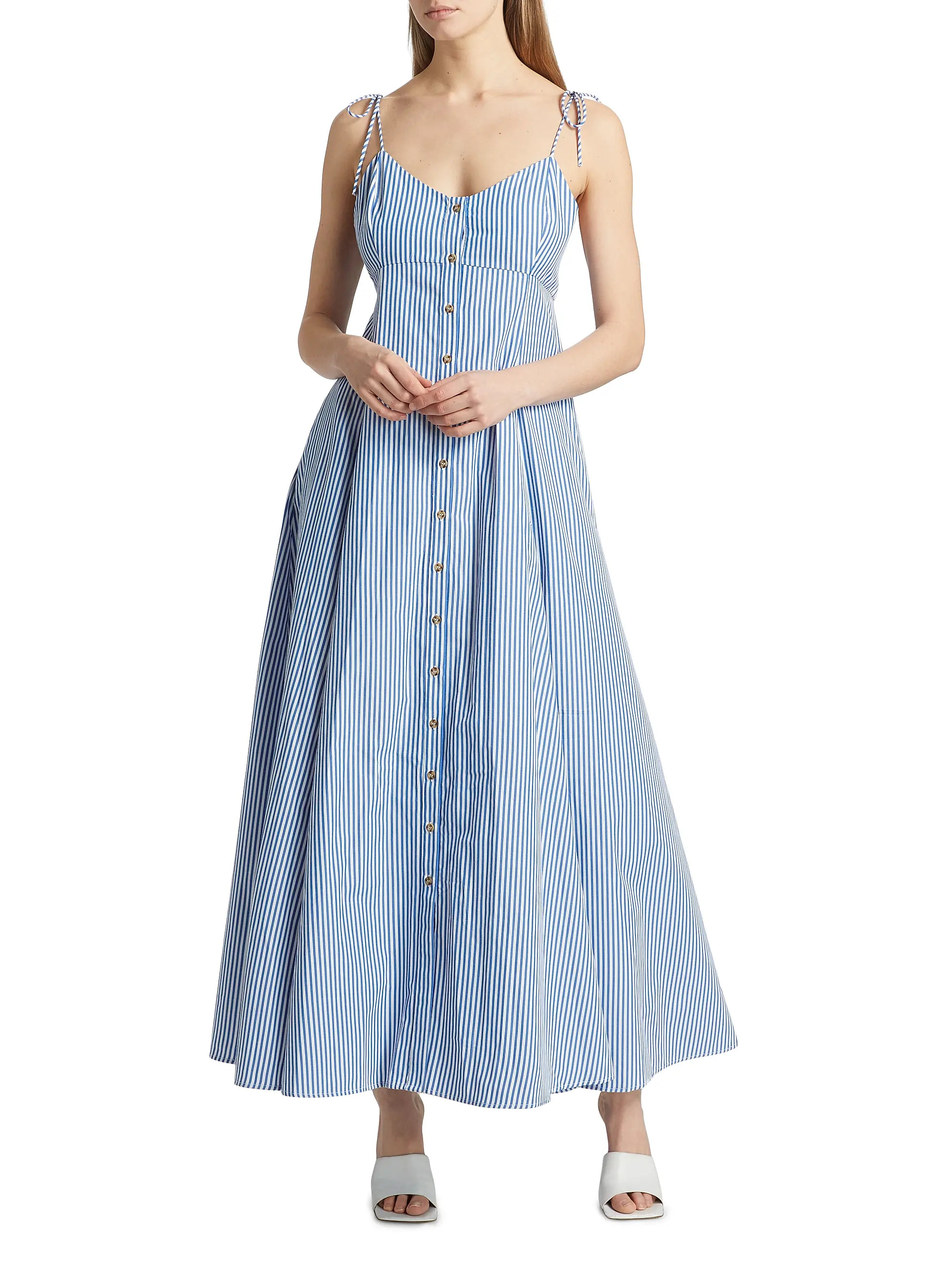 Rosie Assoulin High Garden Striped Cotton Sleeveless Maxi Dress | Saks Fifth Avenue | Saks Fifth Avenue