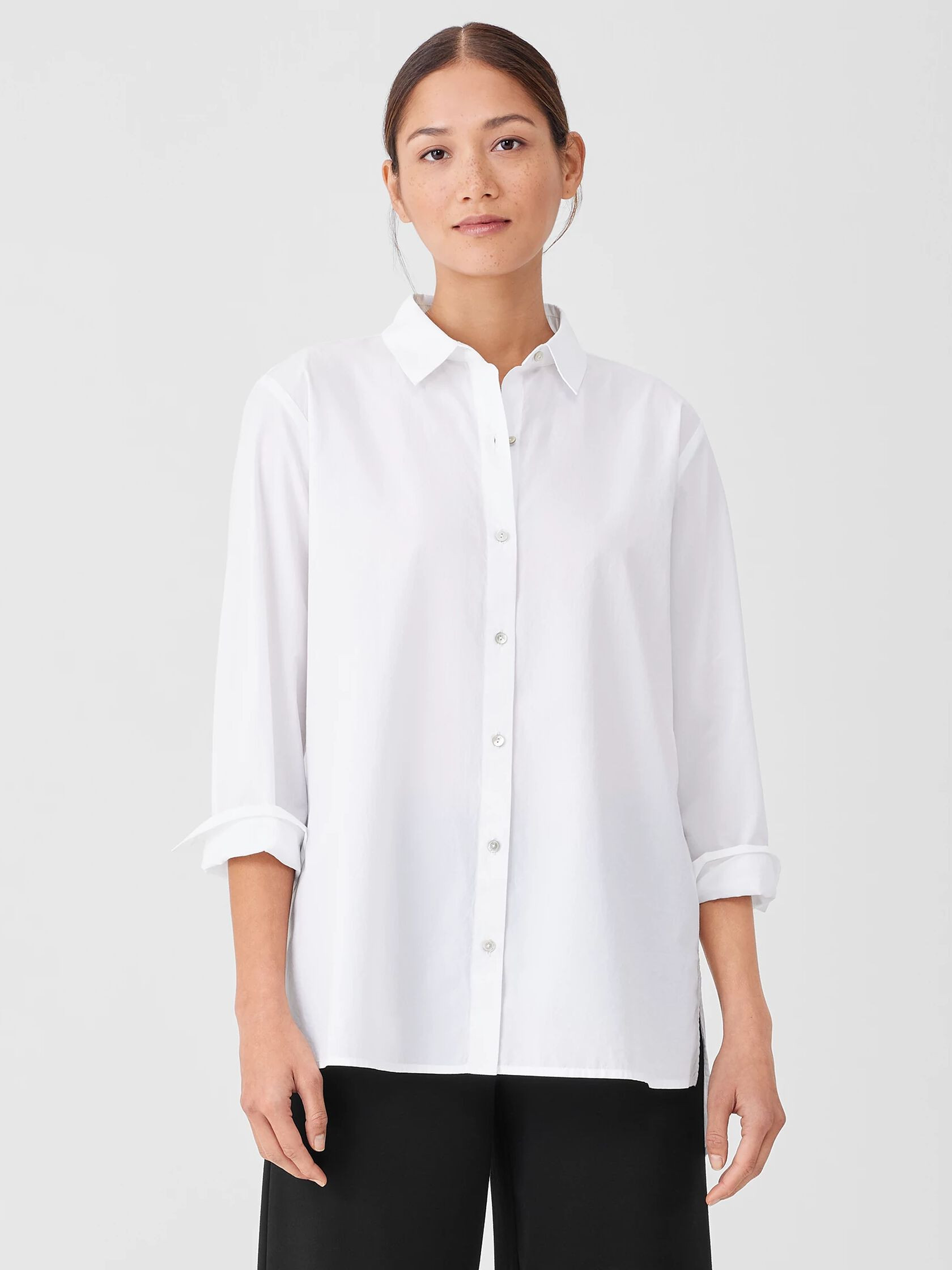 Washed Organic Cotton Poplin Shirt | Eileen Fisher