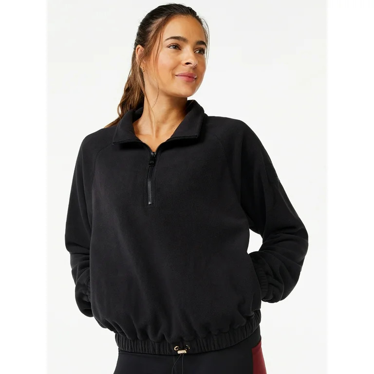 Love & Sports Women's Fleece Cropped Quarter Zip Pullover | Walmart (US)