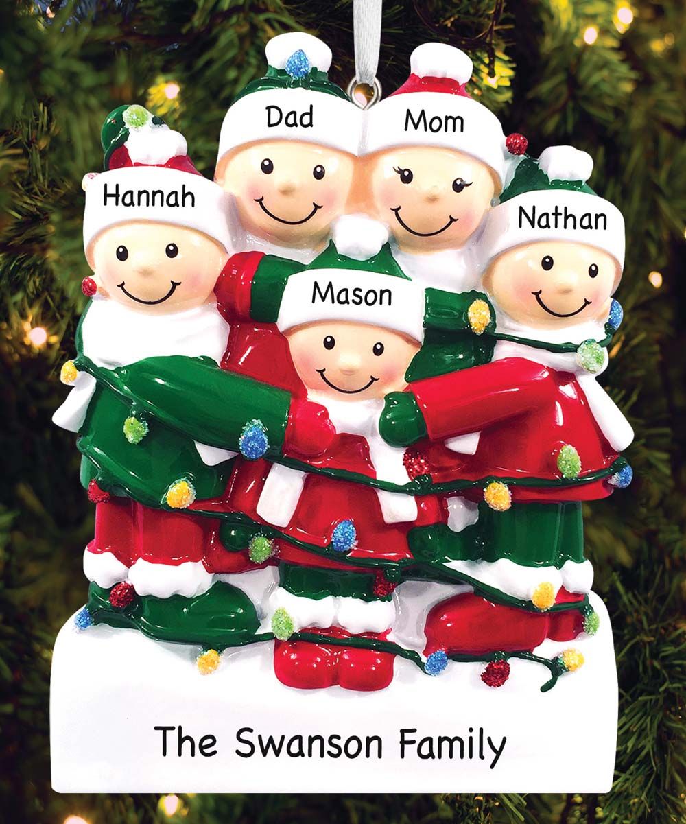 Personalized Planet Holiday Ornaments - Red, Green & White Tangled Family of Five Personalized Ornam | Zulily