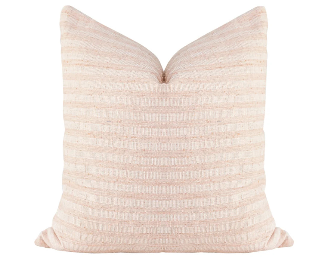 Pink Striped Pillow Blush Pillow Cover Blush Designer - Etsy | Etsy (US)