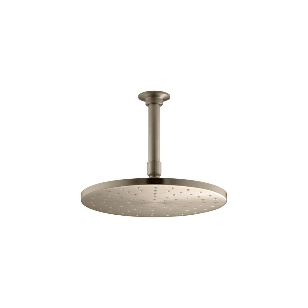 KOHLER 1-Spray 10 in. Single Ceiling Mount Fixed Rain Shower Head in Vibrant Brushed Bronze-K-136... | The Home Depot