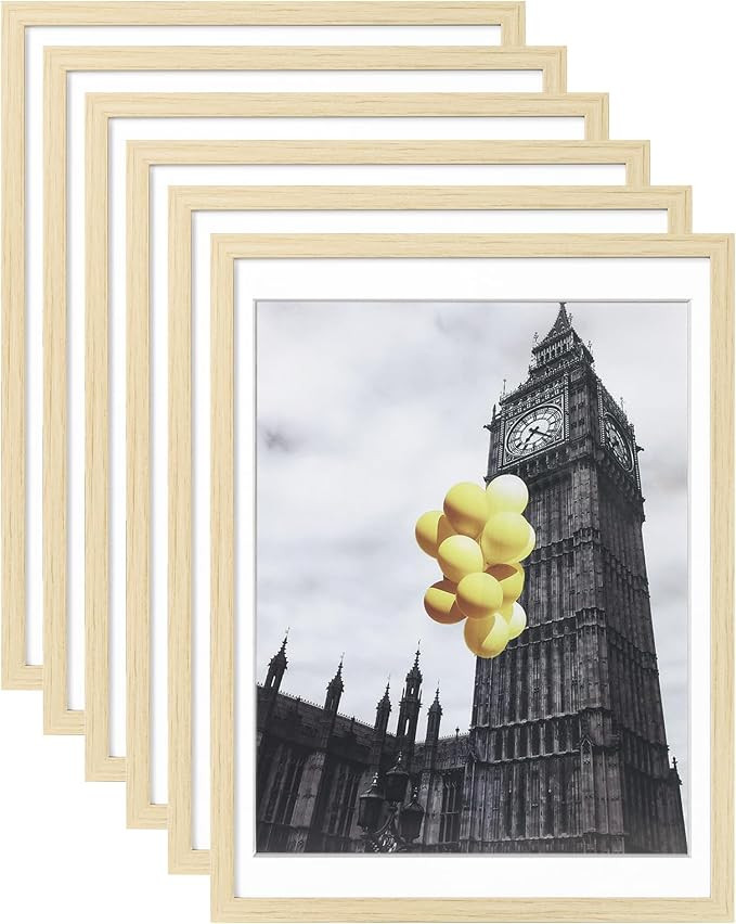 Picture Frame, Set of 6 12x16 Natural, Poster Frame with Plexiglass, Wall Mount, Ideal Gift for A... | Amazon (US)
