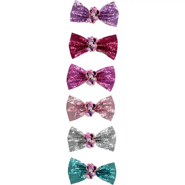 Minnie Mouse Glitter Bows, Party Favors 6 Pack | Walmart (US)