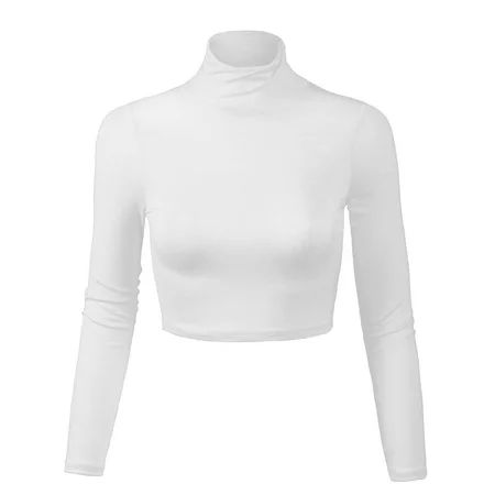 KOGMO Womens Lightweight Fitted Long Sleeve Turtleneck Crop Top with Stretch | Walmart (US)