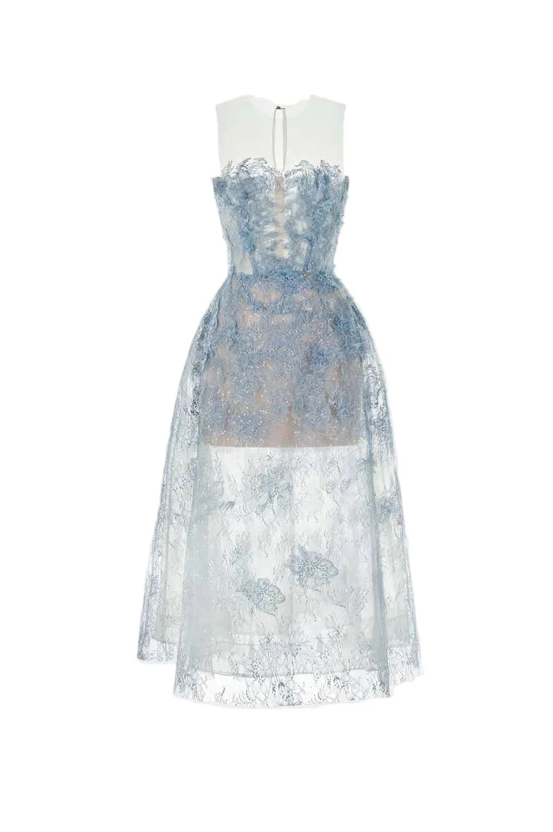 BLUE BEADED LACE DRESS | Montsand | CULT MIA | CULT MIA UK LTD