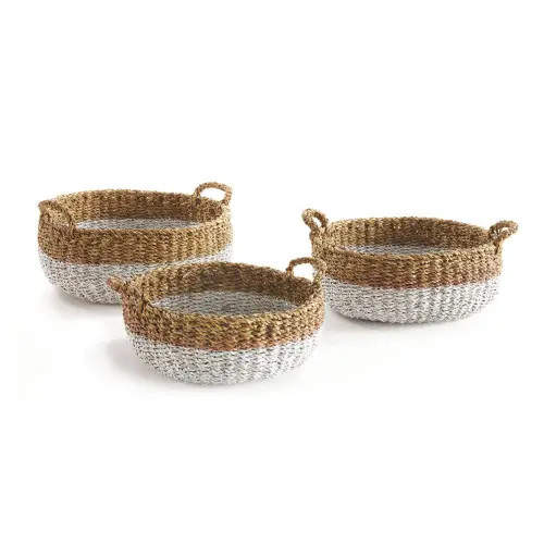 Napa Home & Garden Seagrass Shallow Baskets With Handles Set of 3 in Beige at Nordstrom | Nordstrom