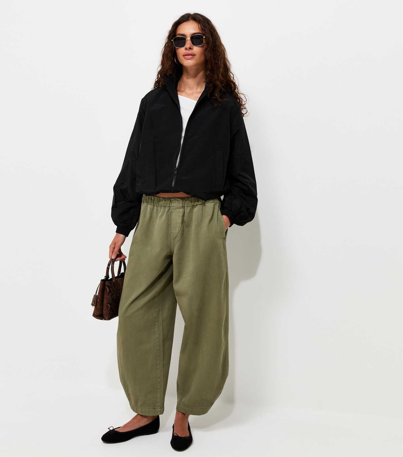 Khaki Cotton Barrel Leg Adjustable Taper Trousers | New Look | New Look (UK)