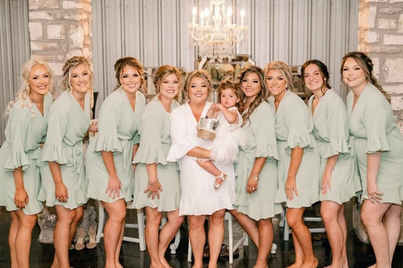 Ruffle Bridesmaid Bride Robeschiffon Satin Robesbridal - Etsy | Etsy (US)