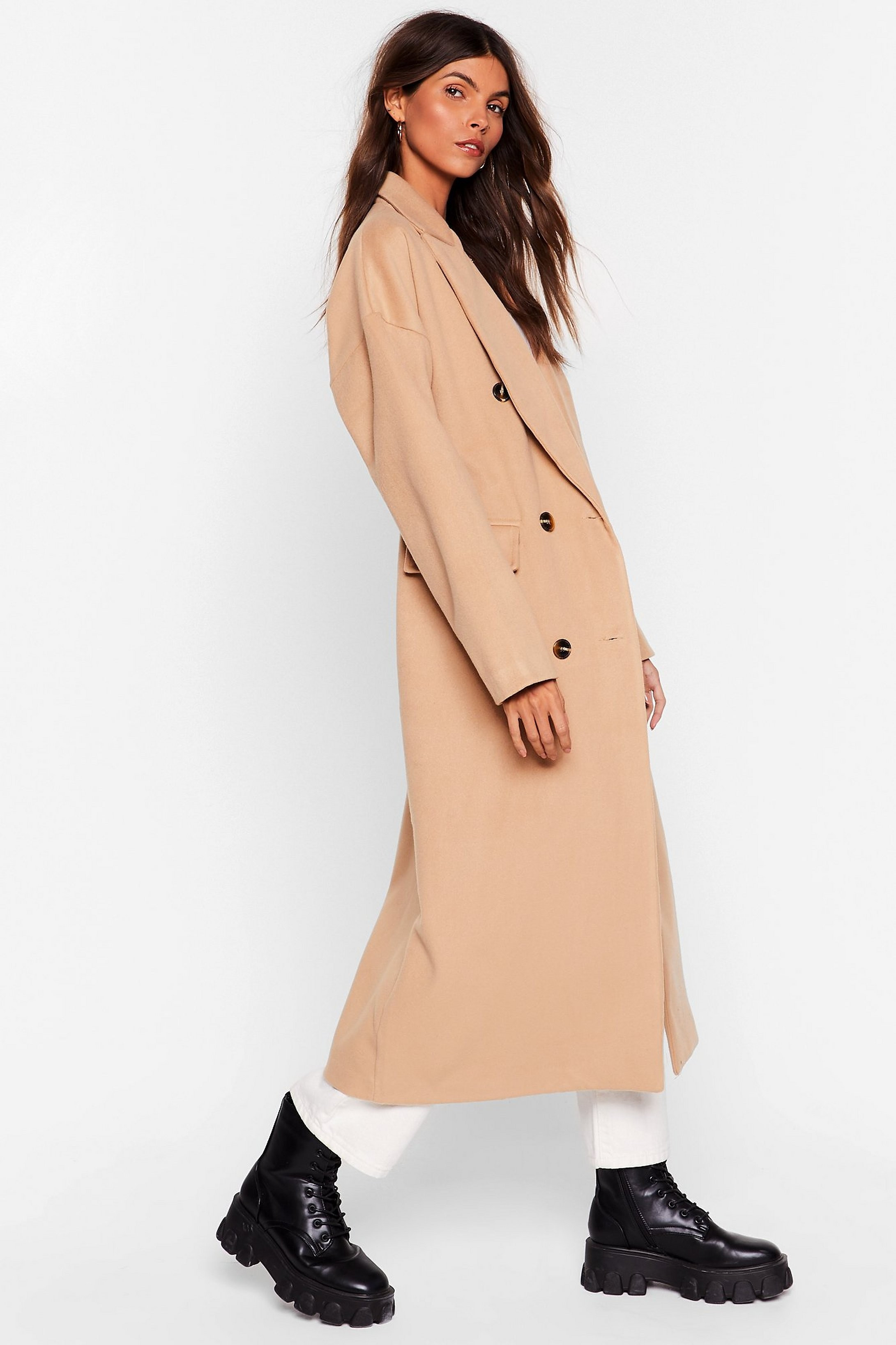Double It Up Faux Wool Longline Coat | NastyGal (US & CA)