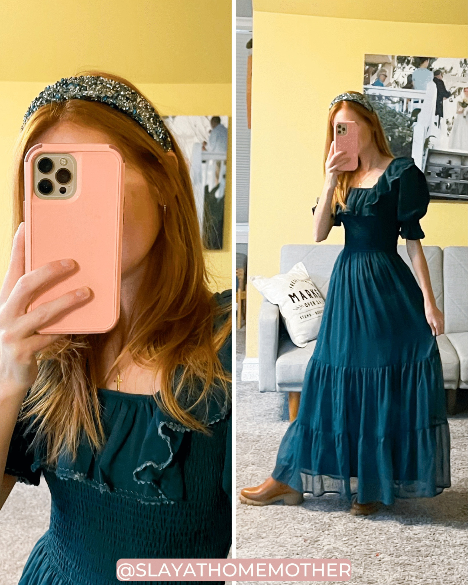 Perfect Christmas party outfit! 🎄😍 wearing size XXS in dress and size 5 in boots. Dress fits tts and has a smocked bust with a zipper on the back. Wearing size 5 in boots,  which is half size down from my usual size 5.5. I would recommend sizing down in boots for a perfect fit with wool socks! Dress, holiday headband, and boots all very comfortable. 

Holiday outfits, holiday party, christmas party, boots, redhead, holiday looks, Christmas party outfit, Christmas party dress, holiday party dress, smocked dress, petite fashion, petite dress, petite holiday dress, petite style, christmas headband, holiday headband, glitter headband


#LTKSeasonal #LTKHoliday #LTKstyletip