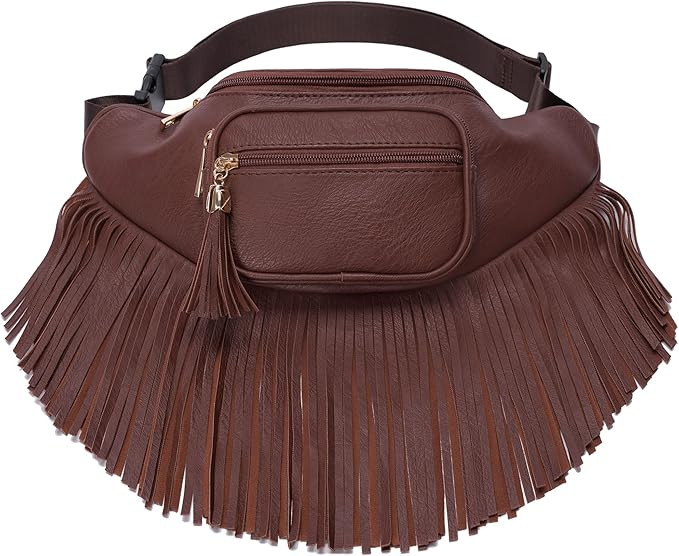 Solene Fringe Waist bag for women with Multi Zipper Pockets | Amazon (US)