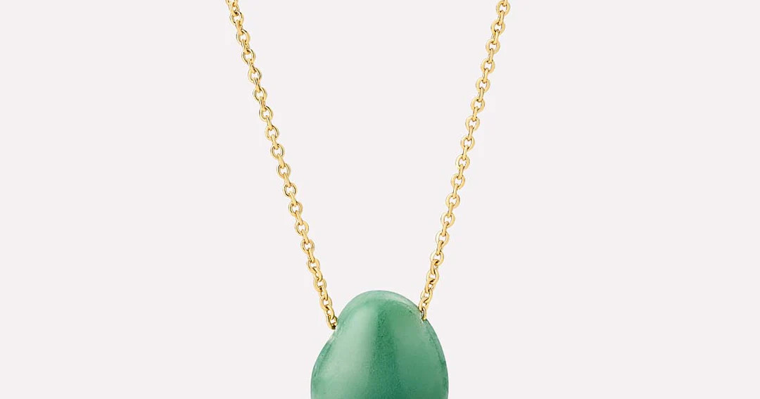 Gold Pendant Necklace - Pebble Mini Aventurine | Ana Luisa
