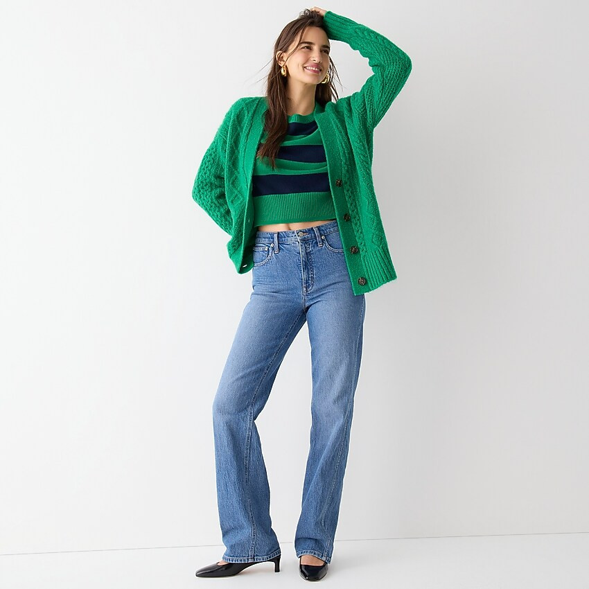 High-rise full-length flare jean in Medium Indigo wash | J. Crew US