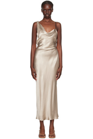 Beige Farah Maxi Dress | SSENSE