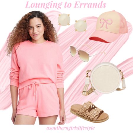 Lounging to Travel Outfit to Running Rrrands. Great for those cool beach nights after being in the sun all day!

Pink Fleece Lounge Sweatshirt, Lounge Shorts, Pearl Gumdrop Earrings, Bow Trucker Hat, Aviator Sunglasses, Off white Canteen Purse & Crochet Double Strap Sandals 

Spring Outfit. Summer Outfit. Loungewear. Kate Spade. Target. Altar’d State  

#LTKstyletip #LTKSeasonal #LTKfindsunder50