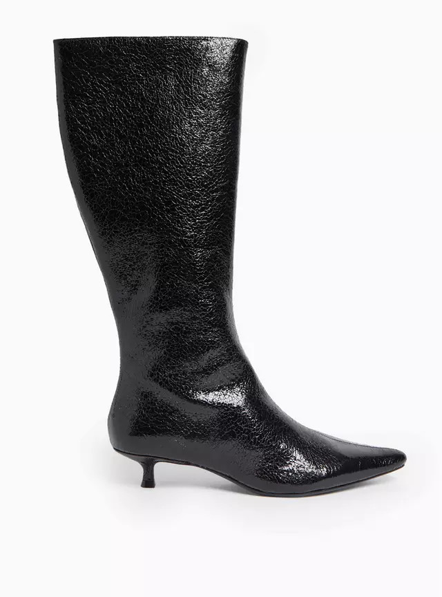 Buy Black Patent Crackled Design Heeled Boots 5 | Boots | Tu | Tu Clothing