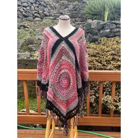 Boho Crochet Poncho With Fringe, Granny Square | Etsy (US)