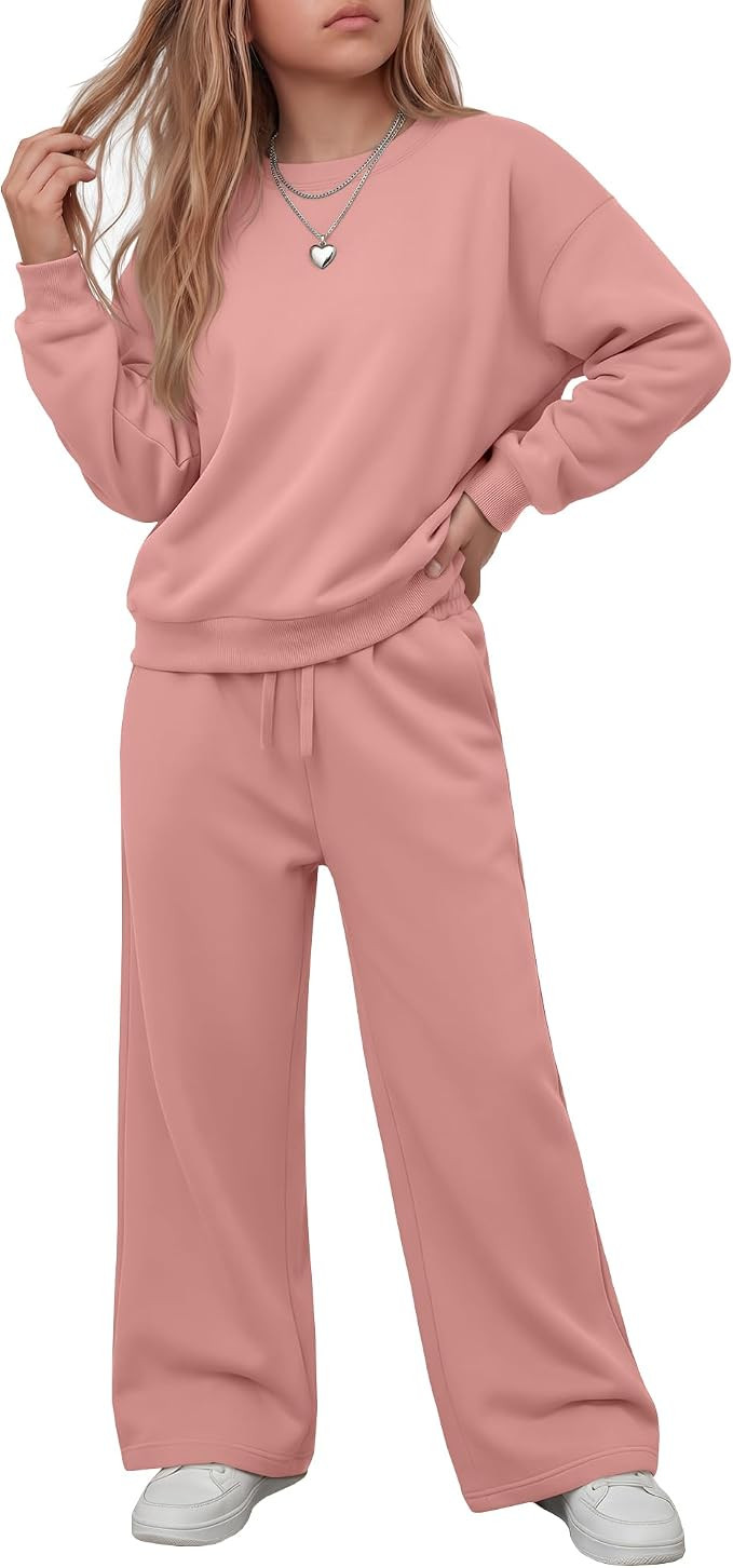 Girls Sweatsuit Sets Fall Clothes | Back to School Outfit for 5-14Y, Pollover Sweatshirt, Sweatpa... | Amazon (US)