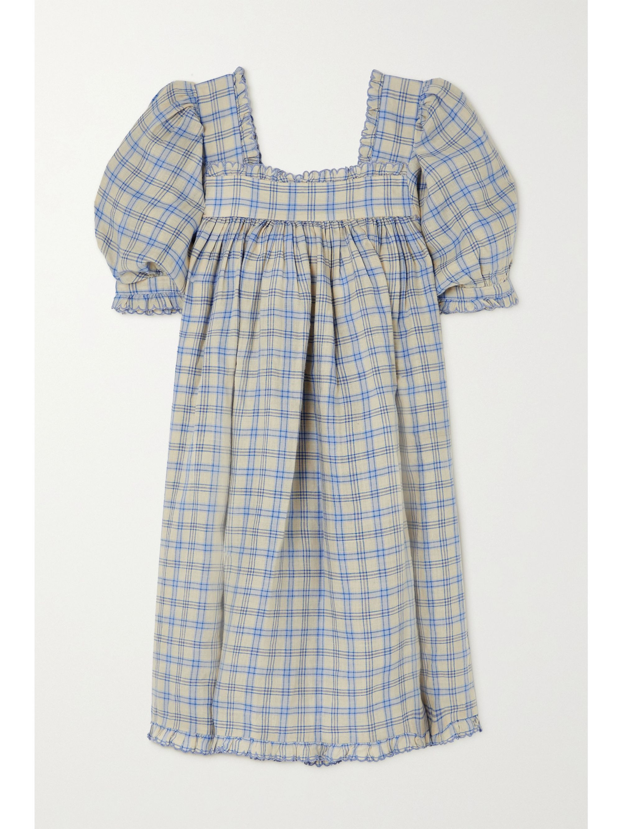 Frede ruffled checked ramie mini dress | NET-A-PORTER (US)